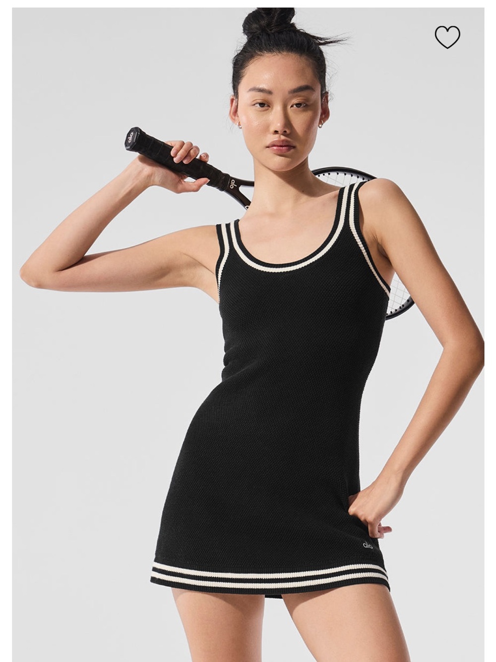 Alo Tennis Club Sweater Knit Dress – Black/Ivory – Size S